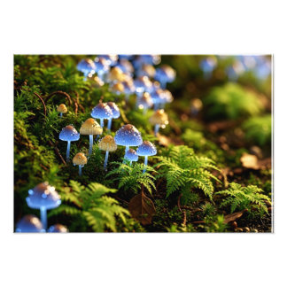 Impression Photo Magical Bioluminescent Fungi - Deep Forest