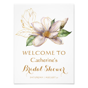 Impression Photo Magnolia aquarelle violet floral Baby Shower de ma