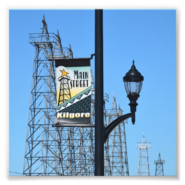 Impression Photo Main Street, Kilgore, Texas, Derricks à pétrole (Devant)