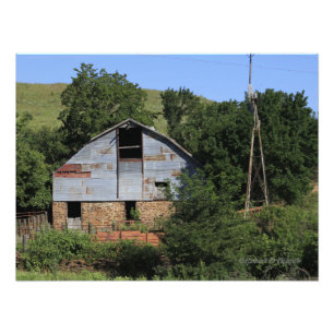 Impression Photo Maison de campagne du Kansas avec moulin agricole