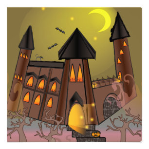 Impression Photo Maison de sorcière éffrayante Halloween et château