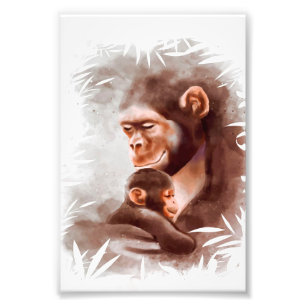 Impression Photo Maman Et Son Peinture De Singe, Famille De Singe A
