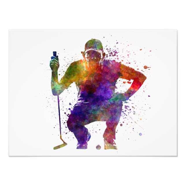 Impression Photo man golfer crouching silhouette (Devant)