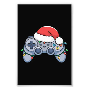 Impression Photo Manette de jeu vidéo chapeau de Noël Santa Gamer