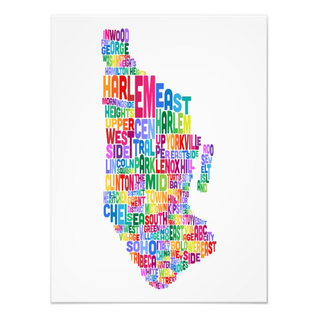 Impression Photo Manhattan New York Typographie Carte texte (Devant)