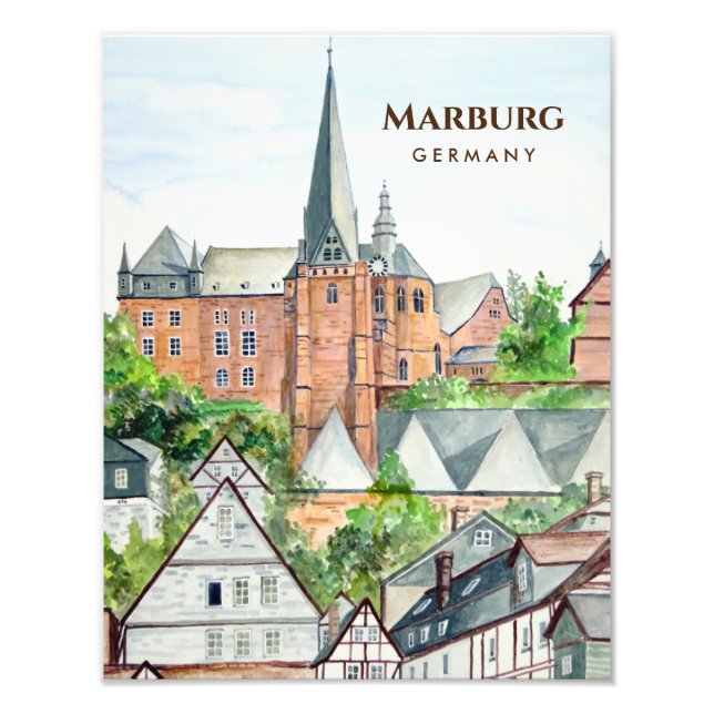 Impression Photo Marburg Altstadt Allemagne Peinture Townscape (Devant)