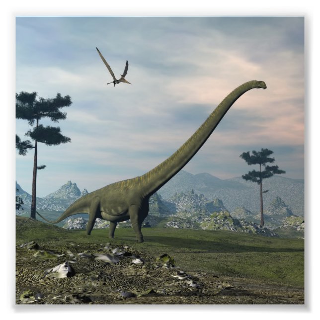 Impression Photo Marche de Mamenchisaurus dinosaure -rendu 3D (Devant)