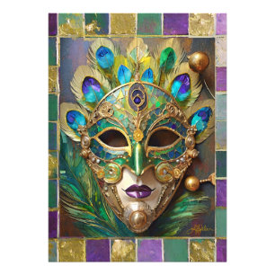 Impression Photo Mardi Gras Gold Ceramic Peacock Feature Masque