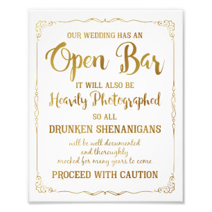 Impression Photo Mariage à barre ouverte signe parties scintillant