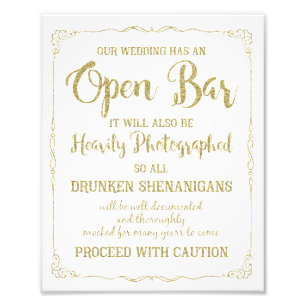 Impression Photo Mariage à barre ouverte signe parties scintillant