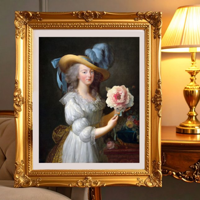 Impression Photo Marie Antoinette à la pivoine rose (Marie Antoinette with a pink peony flower
)