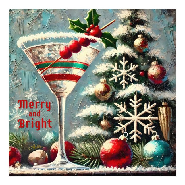 Impression Photo Martini de Noël Retro les années 50 Cranberry (Devant)