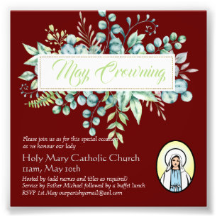 Impression Photo May Crowning Invitations Vierge Marie Invitations 