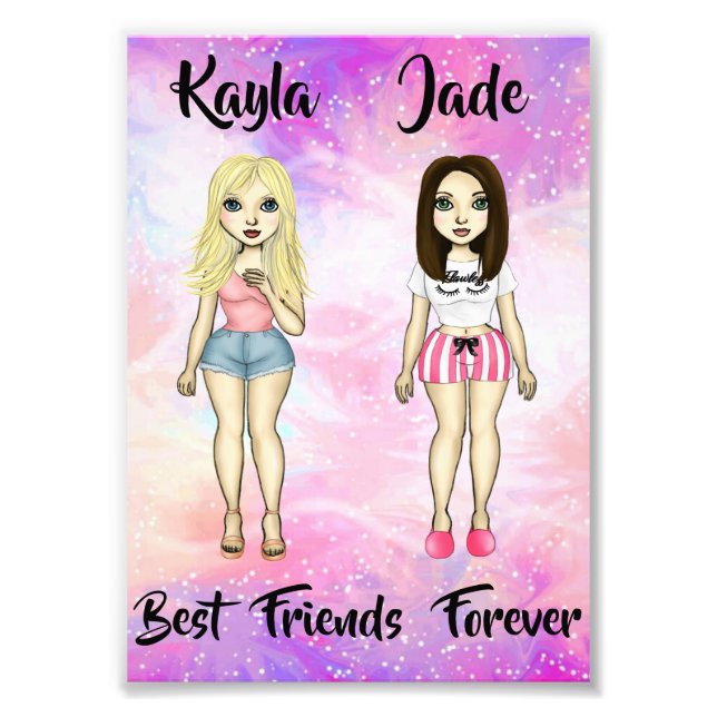 Impression Photo Meilleurs amis Forever Blonde et Brunette Custom (Devant)