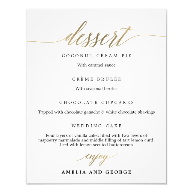 Impression Photo Menu Dessert Choisissez Votre Taille (Devant)