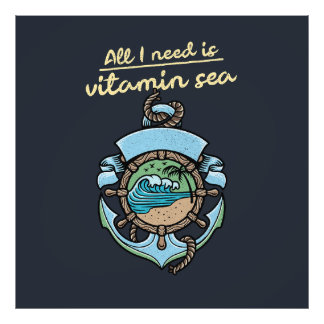 Impression Photo Mer de vitamine Ancre nautique Vague Citation Plag