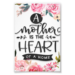Impression Photo Mère est le coeur d'une maison Cadeau, Maman Cadea
