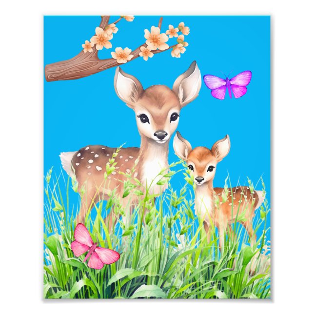 Impression Photo Mère et bébé cerf (Devant)