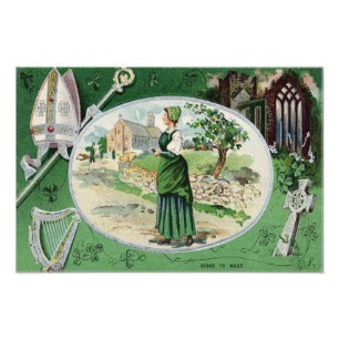 Impression Photo Messe catholique Irlandaise Femme Harpe Église
