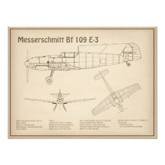Impression Photo Messerschmitt Bf 109 - Plan directeur de l'avion S