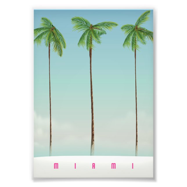 Impression Photo Miami, affiche de voyage de la florida palm. (Devant)