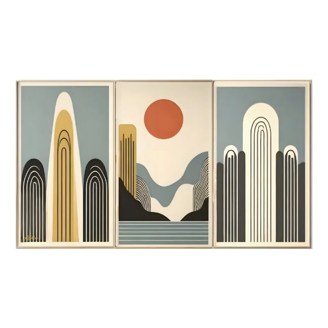 Impression Photo Mid Century Modern Art Mountain Lake Sunrise (Devant)