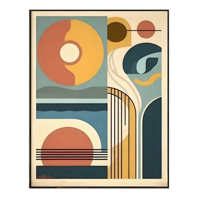 Impression Photo Mid Century Modern Art Sunrise Sunset (Devant)