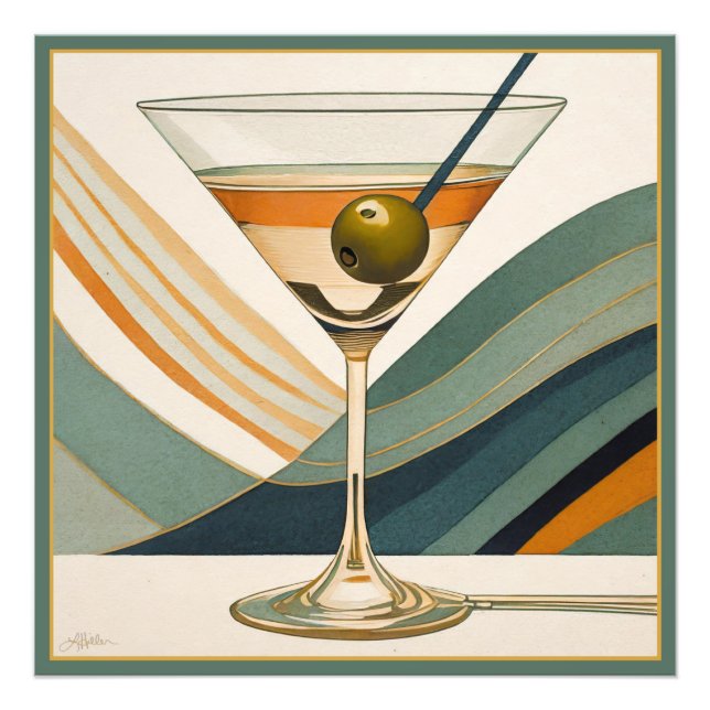 Impression Photo Mid Century Modern Martini Cocktail Heure (Devant)