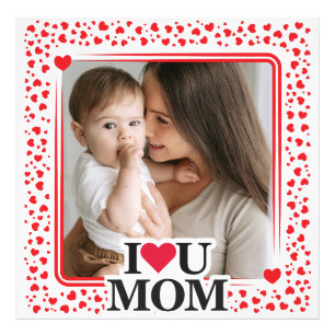 Impression Photo Mignonne COEUR JE T'AIME MOM Fête des Mères Cadeau
