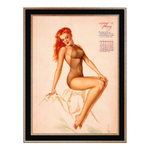 Impression Photo Miss Février Varga Girl 1946 Pin-up Calendrier