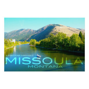 Impression Photo Missoula, Montana - une rivière fonctionne par
