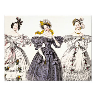 Impression Photo Mode Paris 1800s vintage - Robe et Casquette franç