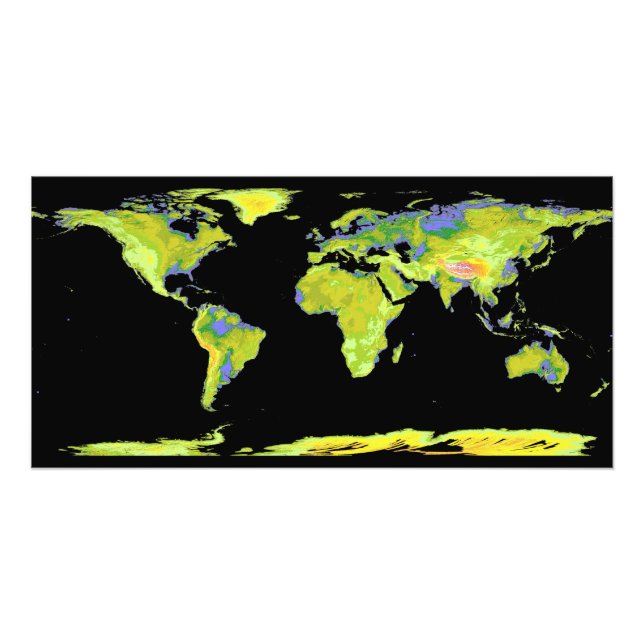 Impression Photo Modèle d'élévation numérique des continents sur Ea (Devant)