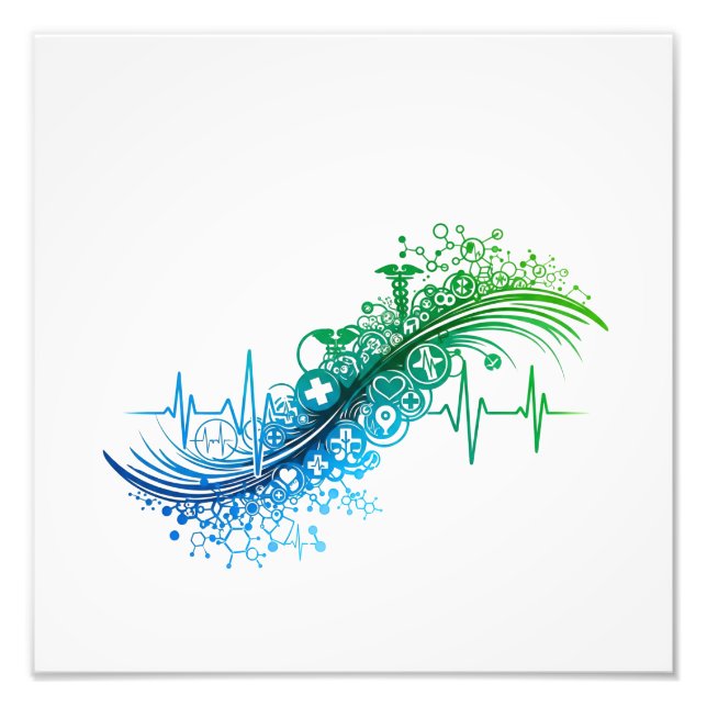 Impression Photo Modern Medical Abstract Heartbeat Design (Devant)