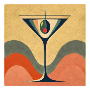 Impression Photo Moderne du milieu du siècle "vague de martini aux