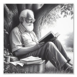 Impression Photo Moments tranquilles Vieux homme Lecture dans la na