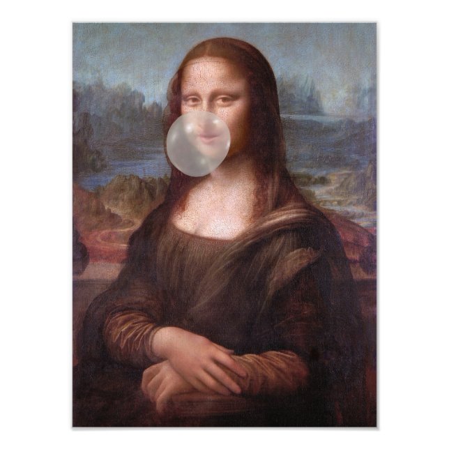 Impression Photo Mona Lisa souffle de bulle grise gomme (Devant)