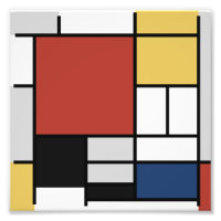 Mondrian Peinture Rouge Plane Jaune Noir Gris Bleu