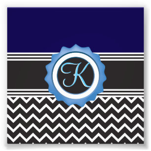 Impression Photo Monogramme bleu noir Chevron