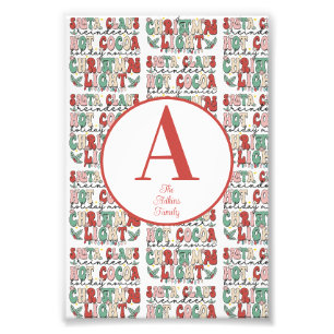 Impression Photo Monogramme de Noël Retro Vintage