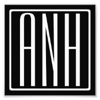 Monogramme Initiales 3 Moderne Gras | Blanc Sur No