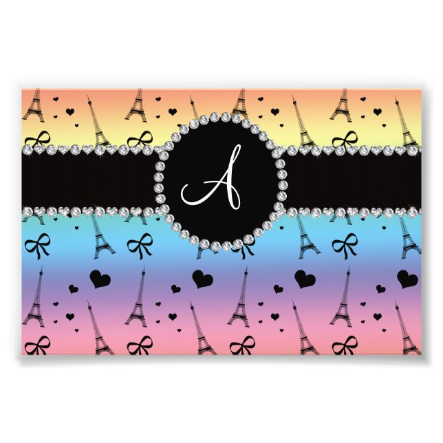 Impression Photo Monogramme motif tour eiffel arc-en-ciel (Devant)