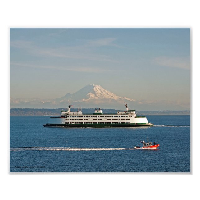 Impression Photo Mont Rainier 8X10 de Puget Sound (Devant)