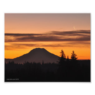 Impression Photo Mont Rainier 8X10 et la lune de croissant