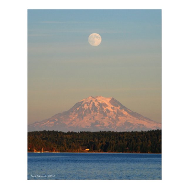 Impression Photo Mont Rainier avec la Pleine lune (Devant)