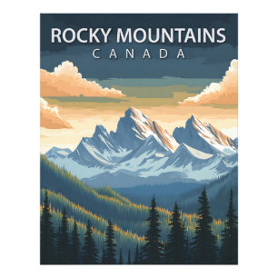 Impression Photo Montagnes Rocheuses – Affiche de voyage vintage du