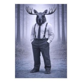 Impression Photo Moose in Classic Suspenders – Silent Forest Portra