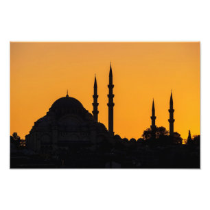 Impression Photo Mosquée à Istanbul en Turquie avec coucher de sole