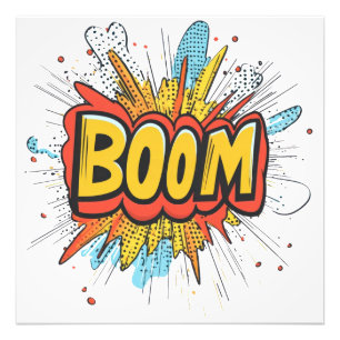 Impression Photo Mot de couleurs graphiques comiques boom.