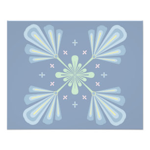 Impression Photo Motif Abstrait Floral Bleu